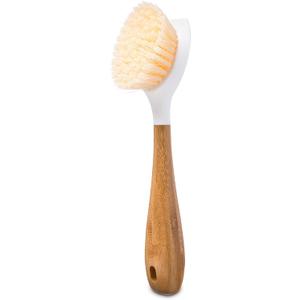 Full Circle Be Good-Bamboo Handle Dish BrushSustainable Kitchen Cleaning with Tough Bristles-Natural Dish Scrubber,Nonstick & Cast Iron Cleaner-Long Handle Brush for Dishes,Pots, and Pans,White (1 Count (Pack of 1))