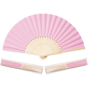 Sepwedd 50pcs Pink Paper Hand Fan Bamboo Folding Handheld Paper Fan for Wedding Party and Home Decoration