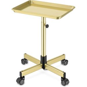Salon Tray on Wheels - Premium Aluminum Tattoo Tray Rolling Trolley - Adjustable Salon Service Rolling Tray Hairdresser Cart with Clinic Spa Rolling Tray Wheels (Bronze)