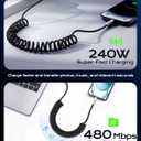 Chubbycable Curly Chubby 120W Coiled USB C Fast Charging Cable Durable Braided Retractable Charger Cord for Car Compatible with iPhone 17-15 Series iPad, Orange+Orange, USB-A to Type-C, 6FT