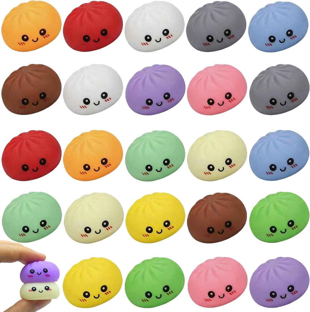 24PCS Dumpling Squishy Pack, 12 Colors 2 Each â€“ Taba Squishies Kawaii Squishy Fidget Toys for Kids, Cute Squishy Dumpling Stress Relief Party Favors Birthday Gifts