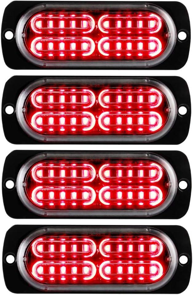 Teguangmei 12-24V 20-LED Super Bright Emergency Strobe Warning Caution Hazard Construction Waterproof Flashing Strobe LED Light Bar Surface Mount for Car Truck SUV Van (Red)