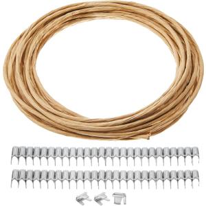 MorningRo Upholstery Stay Wire for Sofa Furniture Springs 40ft Paper Wrapped Wire 9 Gauge with 80 Clips Upholstery Supply Spring Repair Kit