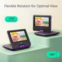 YOTON 9.5" Portable DVD Player for Kids and Car, 7.5" Swivel HD Screen with 6 Hours Built-in Battery, Car DVD Player with Dual Speakers, Remote Control, Support Sync TV, Region Free USB/SD/AV - Purple