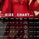 ROJZR Women Lingerie Set 3 Piece Babydoll Lace Kimono Robe Strap Chemise Nightgown Mesh Sleepwear Bodysuit (Red)