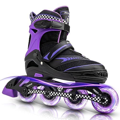 Ruthfot Adjustable Inline Skates for Boys and Girls with Full Light Up Wheels, Outdoor Rollerskates for Kids and Women, XL, 42