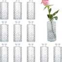 Glass Bud Vases Set of 12, Small Diamond Bud Vases in Bulk, Mini Flowers Vases for Centerpieces, Vintage Bottle for Table Decorations, Wedding Decor, Reception, Home (Clear)
