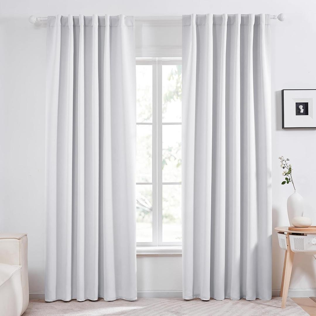 Deconovo Blackout Curtains  Room Darkening, Noise-Reducing, Thermal Insulated  Energy-Efficient Window Treatment for Bedroom, Living Room & Home Office  2 Panels, Star White, 52W x 95L Inch (52"W x 95"L (Pack of 2))