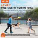 VEVOR Pool Fence, 4 x 48 FT Pool Fences for Inground Pools, Removable Pool Fencing, Easy DIY Installation Swimming Pool Fence, 340gms Teslin PVC Pool Fence Mesh Protects Kids and Pets