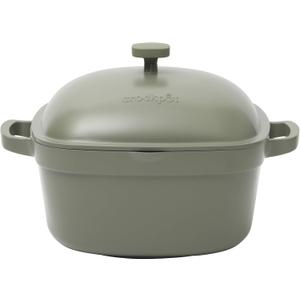 Crock-Pot Northvale Cast Aluminum Lightweight Durable 5.2 Quart Heavy Duty Dutch Oven Pot With Lid, Oven Safe, Dual Handles - Matte Sage Green