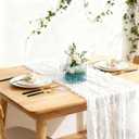 Suream Cheese Cloth Table Runner 120 Inch, White Long Table Runner for Wedding Party Baby Shower Birthday Home Decorations(6 Packs)