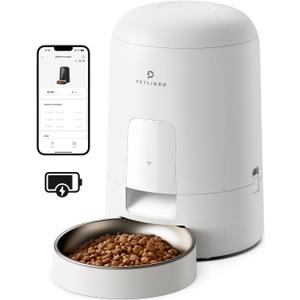 PETLIBRO Automatic Cat Feeder, Wi-Fi Rechargeable Cat Food Dispenser Battery-Operated with 30-Day Life, AIR Timed Pet Feeder for Cat & Dog, 2L Auto Cat Feeder (White)