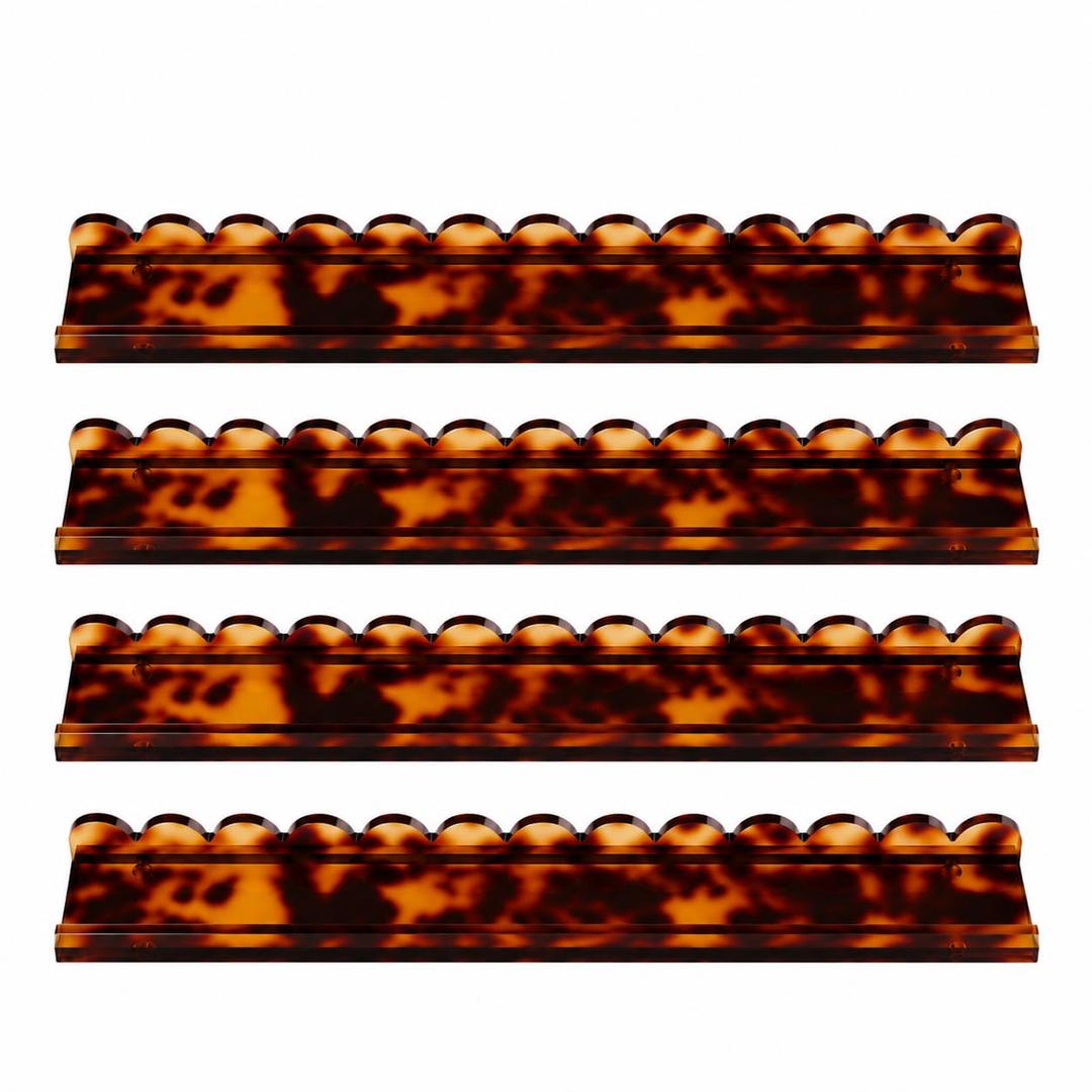 MahTileFlow Tortoise Shell Acrylic Mahjong Racks with Scalloped Pushers