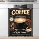 AOHMPT Dishwasher Magnet Sticker Cover Panel Decal Refrigerator Magnetic Sticker Decorative for Kitchen Decoration,Fridge Door Cover, Appliances Stickers (Coffee time, 23.03"x25.59")