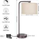 Tall Table Lamp with USB C+A Ports, Fully Stepless Dimmable Modern Minimalist Bedside Nightstand Lamp, Reading Desk Lamp for Bedroom, Living Room, Study Room, Office, 9W 3000K LED Bulb Included