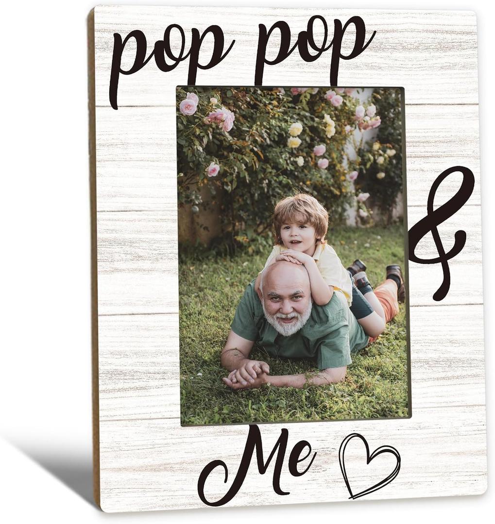 Fathers Day Pop Pop Picture Frames - Grandpa Photo Frame, Grandpa Gifts for Father's Day Birthday from Grandkids Grandchildren, PopPop and Me Grandfather Picture Photo Frames for Home Bedroom Decor, 5x7