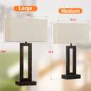 Seealle 22" Tall Living Room Lamps for Night Stands - Touch Bedside Lamp with USB C+A, 3 Way Dimmable Bedroom Lamps for End Tables Set of 2, Modern Night Stand Lamp(Beige&Wood-Like)