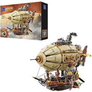PANTASY Steampunk Airship Model Kit for Adults, Dual-Layer Zeppelin with Gear-Driven Mechanical System, DIY Building Blocks Set, Retro Sci-Fi Construction Toy for Collectors & Display