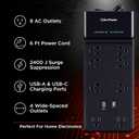 CyberPower CSP806UC18 Surge Protector, 2400J, 8 Outlets, 1 USB-A, 1 USB-C, 6 Foot Power Cord, Black, ETL