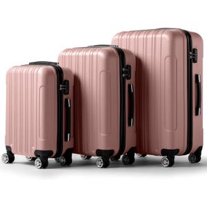 3 Piece Luggage Sets, Lightweight ABS Suitcase with 4 Spinner Wheels  TSA Locks, Hardside Carry On Luggage Durable Suitcase Set for Family Travel Business - Rose Gold, 20/24/28