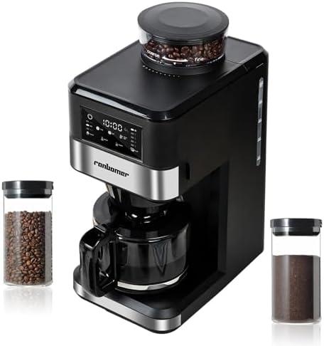 Ranbomer Coffee Maker With Grinder, 10 Cup Coffee Machine,Programmable Grind & Brew, Keep Warm Plate Coffee Machine and Burr Grinder Combo，51 oz