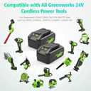 TREE.NB 24V 6.0Ah Replacement for Greenworks 24V Battery Long-Lasting Compatible with Greenworks 24 Volt Lithium Lawn Mower Battery 29842 29852 LB24A020 for Greenworks Trimmer Weed Blower (2Pack)