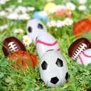 Easter Eggs Empty Sports Balls Plastic Assorted Soccer Football Baseball Basketball Sports Easter Egg Hunt Kit for Candy Stuffers