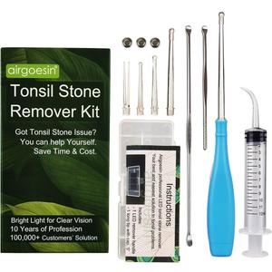Airgoesin Upgraded Tonsil Stone Remover Tool, Blue, 5 Tips, Tonsillolith Pick Case + 1 Irrigator Fresh Breath Oral Rinse