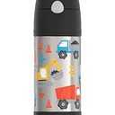 THERMOS FUNTAINER Water Bottle with Straw - 12 Ounce, Construction Site - Kids Stainless Steel Vacuum Insulated Water Bottle with Lid