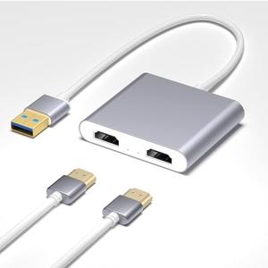 BJardinier USB 3.0 to Dual HDMI Adapter, USB to 2* HDMI Same Screen Monitor Converter for Windows, macOS and Android