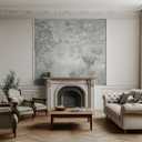 ASJ Forest Peel and Stick Wallpaper Mural, Misty Monochrome Warm Gray | Seamless edge-to-edge match. Sketch tree leaf landscape artwork, 98x62 in, premium fabric, living room bedroom.