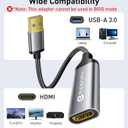 Reborn USB to HDMI Adapter, 1080P@60Hz USB 3.0 Male to HDMI Female Multi-Display Cable Converter Suitable for Macos Windows 7/8/10/11 - Driver Installation is Required