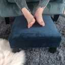 Joveco Small Foot Rest Stool Ottoman, 15" Fabric Square Short Low Footstool Upholstered Footrest for Chair, Under Office Desk, Living Room, Navy Blue, 15.7"D x 15.7"W x 8"H