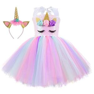 ZeroStage Toddler Dress Up Clothes for Little Girls Unicorn Costume Birthday Decorations Halloween Gifts Princess Party Tutu Outfit with Headband Pink, Without Led Light, 1-2T