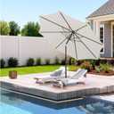 9FT Outdoor Patio Umbrella Outdoor pool Umbrella with Push Button Tilt and Crank, Market Umbrella 8 Sturdy Ribs UV Protection for Garden, Deck, Backyard (White)