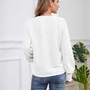 Womens Tops Dressy Casual Long Sleeve Shirts Loose V Neck Business Work Tunic Blouses (White, M)