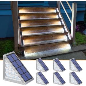 NIORSUN Solar Step Lights for Outside,6 Pack Cool White Solar Stair Lights Outdoor Waterproof IP67 Auto On Off,Solar Lights for Steps,Stair,Patio,Yard,Porch,Front Door,Sidewalk,Deck Decor