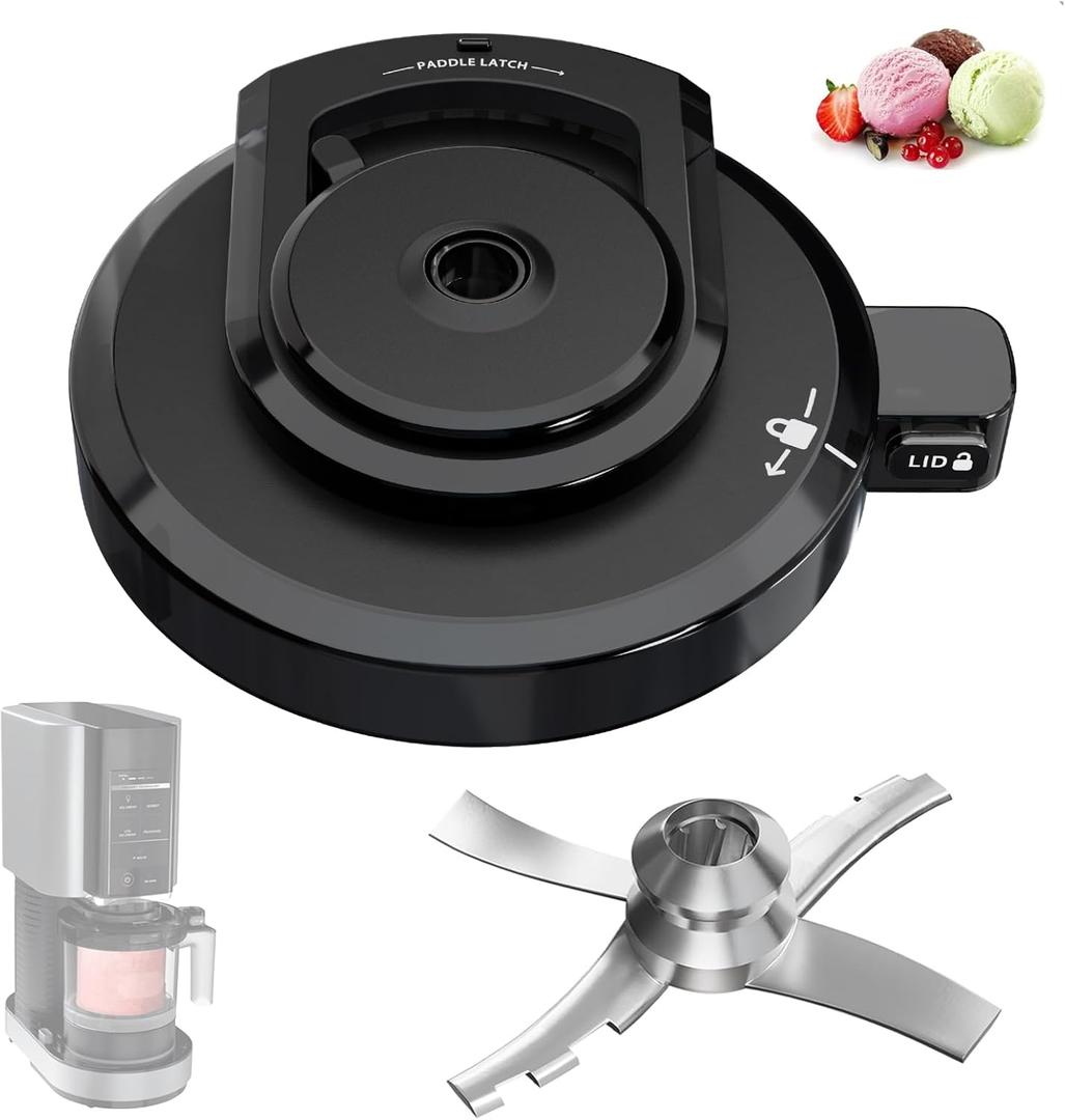 NC301 Outer Bowl Lid with Paddle for Ninja Ice Cream Maker,Reusable Creami Lid Replacement with Blade, Creami Replacement Parts Compatible with NC299AMZ/NC300/NC301 Series, Dishwasher Safe