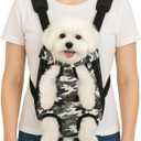 Dog Backpack Carrier, Front Pocket for Essentials, Pet Sling Front Backpack for Small Medium Dogs 10-16 Lbs, Legs Out, Adjustable Wearable Puppy Chest Travel Bag, Easy-Fit for Hiking/Walking/Camping