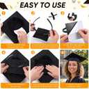 2 x 2 Pack Graduation Cap Headband, Grad Cap Hairband Insert for Perfect Graduation Hat Headband, Gift for Graduates Students Accessories Black
