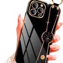 for iPhone 14 Pro Girls Bling Case - Cute Watch Partten Soft Back Cases Covers Wristband Kickstand Raised Camera Protection Bumper Silicone Shockproof Chic Phone Case