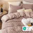 Bedsure Fluffy Flannel Duvet Cover Set - Faux Fur Comforter Cover Queen Size, Cameo Rose Warm Plush Bedding for Winter, 3-Piece Set with Zipper Closure (90"x90") and 2 Pillow Shams