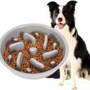 JASGOOD Largr Dog Slow Feeder Bowl - Reduce Slip Puzzle Bowl for Elevated Diners - Gray, Fit Opening 8.9"-9.25"
