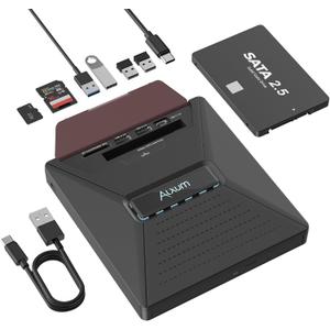Alxum Laptop External CD DVD Drive - CD/DVD Burning Supports SATA 2.5" Hard Drive 3 USB 2.0 Interfaces and SD Micro SD Compatible with Win2000/XP Linux Mac 10 OS System SATA&CD, SD&CD Mutual Burning