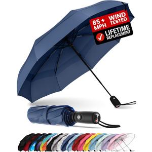 REPEL Windproof Travel Umbrella - Compact & Withstands Winds up to 85MPH, Strongest Premium Auto Folding Umbrella for Rain and Sun - Durable, Light & Portable for Women & Men , Fits Backpack & Cars