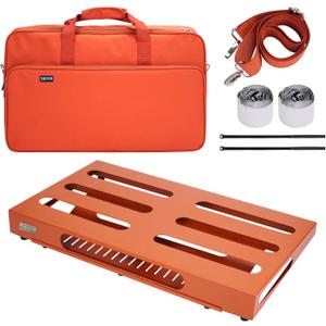 22" x 12.5" Guitar Pedal Board with Power Supply Tray, Carry Bag & Mounting Tapes Included (Orange, SPB-22OR)