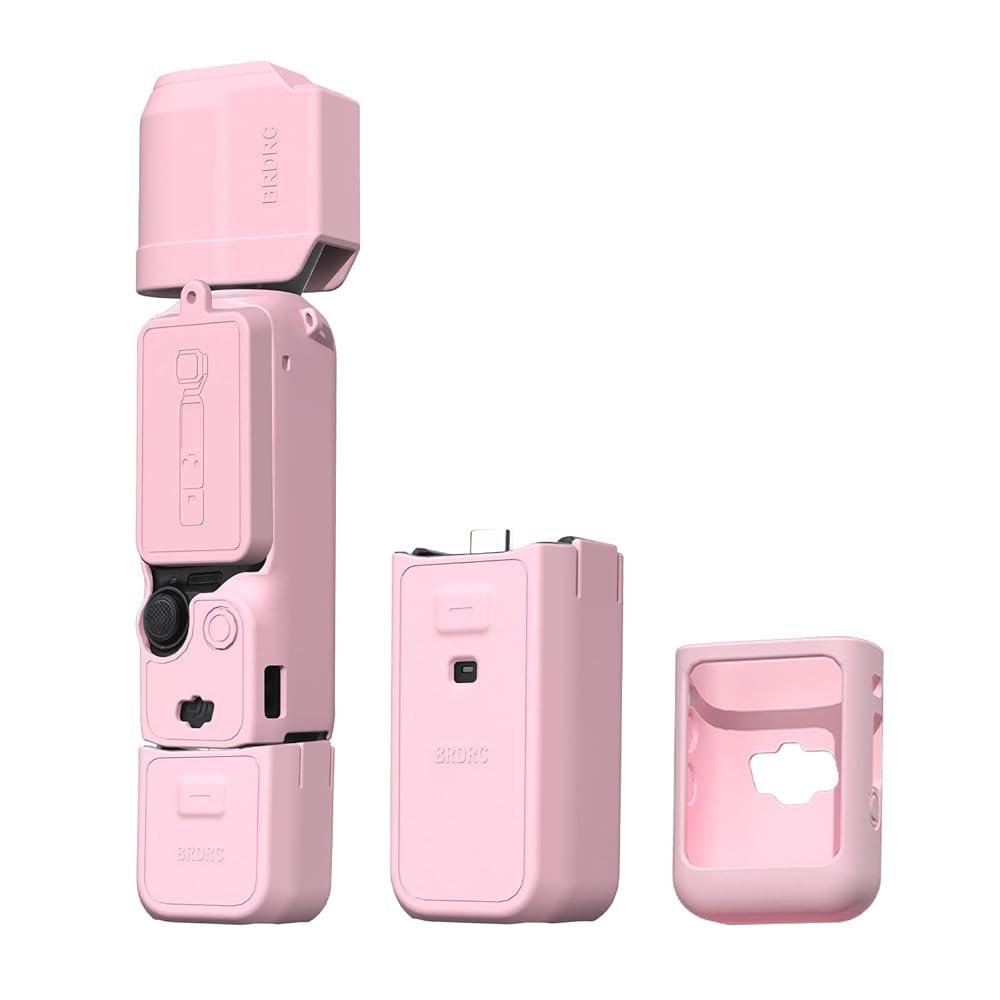 Pocket 3 Silicone Cover, Protective Case Lens Protector Scratch-Resistant Sleeve Skin Compatible with DJI OSMO Pocket 3 Creator Combo Accessories(Pink)
