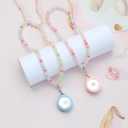 2 Pack Kids Necklace Holder for Airtag, Cute Mermaid Beaded Necklace Case for Girls