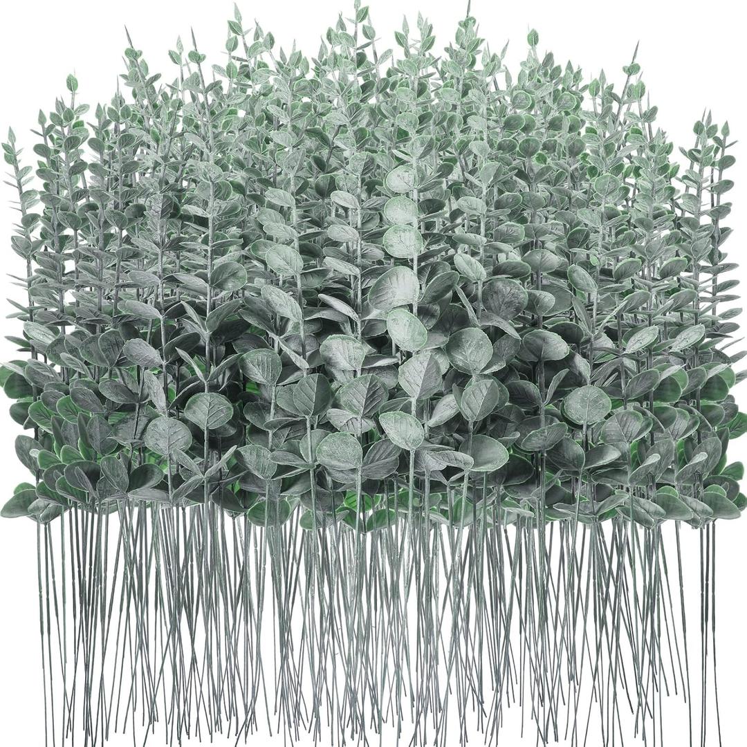 300 Pcs Eucalyptus Stems Faux Greenery Artificial Eucalyptus Leaves Eucalyptus Decor Greenery Stems Faux Greenery Branches for Wedding Centerpiece Flowers Bouquet Farmhouse Home Decor (Dark Green)
