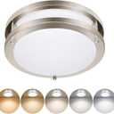 Drosbey 48W Dimmable LED Ceiling Light Fixture, Kitchen Light Fixtures, 13.2 inch Flush Mount Ceiling Lights for Bedroom, Bathroom, 2700K/3000K/3500K/4000K/5000K Selectable, Super Bright 5000LM (Black-5CCT)